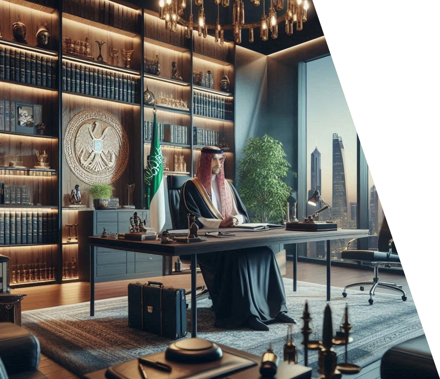 مكتب قانوني سعودي يطل على مدينة الرياض